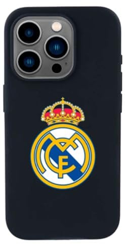 LA CASA DE LAS CARCASAS Real Madrid Shield Liquid Silicone Mobile Phone Cover for iPhone 14 Pro, Flexible Layer with Official Real Madrid License