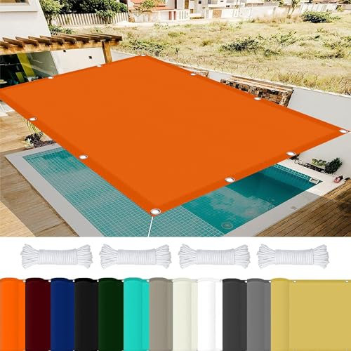 Bâche D'Ombrages Voiles Solaire 3 x 10 m 98% UV Protection,Polyester, Filet d'ombrage Imperméab avec Oeillets avec Cordons pour Pergola, Fleurs, Patio Lawn., Orange