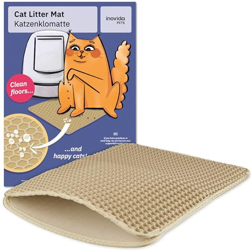 Katzenklo Matte Beige XS : Katzenmatte Katzenklo 30x40cm Waschbar Extra Klein – Katzenstreu Auffangmatte – Platzsparende Katzentoilette Matte – Katzentoilette Vorleger – Matte Katzenklo von Inovida