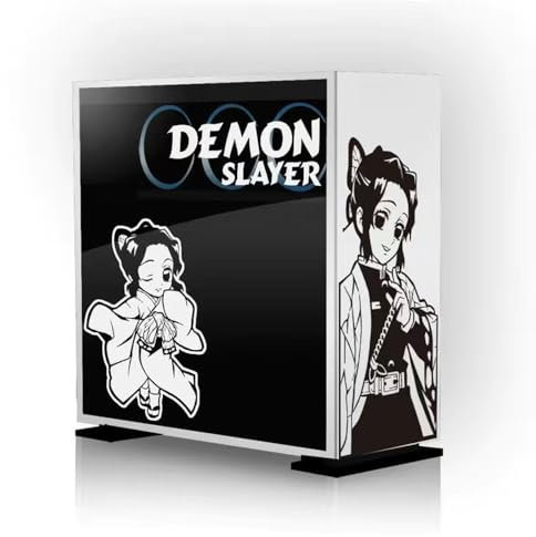 Kamado Tanjiro Kamado Nezuko Anime-Aufkleber für PC-Gehäuse, Gaming-Computer, klassische Cartoon-Dekor-Aufkleber, PC-Gehäuse, Glas, dekorativ, Geschenk für Erwachsene und Jugendliche (wasserdicht,