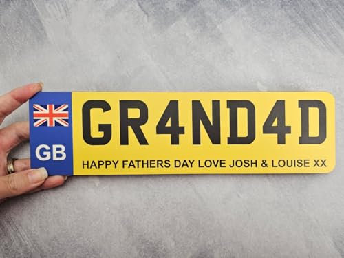 Custom License Plate Plaque - Personalised Number Plate in Wood or Acrylic - Ideal for Kids' Cars, Lorry Drivers, New Car, Just Passed (GB Design, Acrylic Small 19cm)