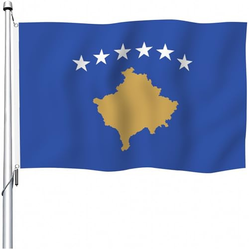 Aoihrraan Bandera De Kosovo 30x45cm Doble Bandera Celebración Al Aire Libre Jardín Familiar Porche Fiesta Bandera Decorada Con 2 Anillos Fuertes