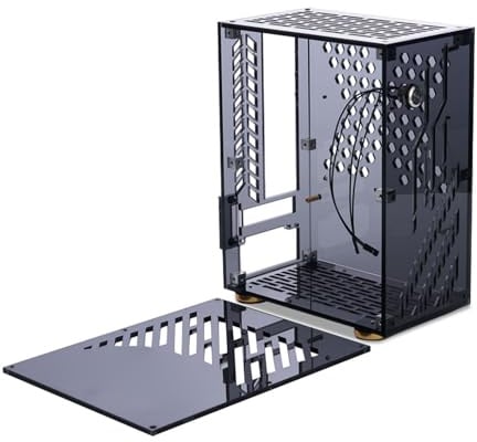 Klares Acryl-ITX-Gehäuse, 4,3 L DIY-ITX-Computergehäuse, für Flex Power, ITX-Computer-Gaming-Gehäuse für Desktop-PC (Black)