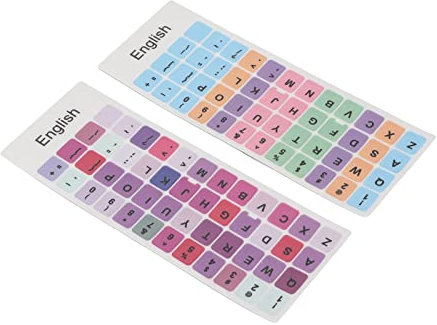 JTLB Keyboard Letter Stickers, 2 Pieces, Colorful English Keyboard Stickers, Laptop Keyboard Stickers, Keyboard Stickers Desktop PC or Laptop Keyboards (E)
