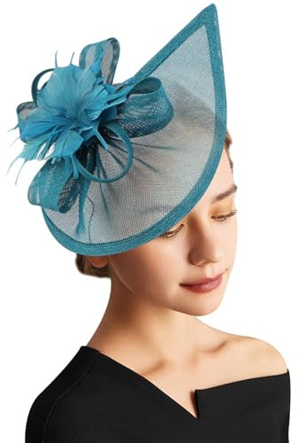 DRESHOW Fascinator Hüte für Damen Pillbox Hut mit Schleier Stirnband und Einer Gegabelten Clip Tea Party Kopfbedeckung