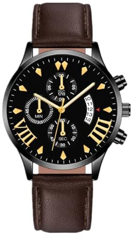JOATVEE Mode Herrenuhren Chronograph Business Datum Wasserdicht Analog Quarz Armbanduhren mit bequemen Lederband