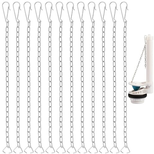 12 Pack Toilet Flapper Chain, Stainless Steel Toilet Flapper Lift Chain Replacement, Universal Toilet Chain Toilet Flush Lift Chain Adjustable Length for Most Toilet Flappers