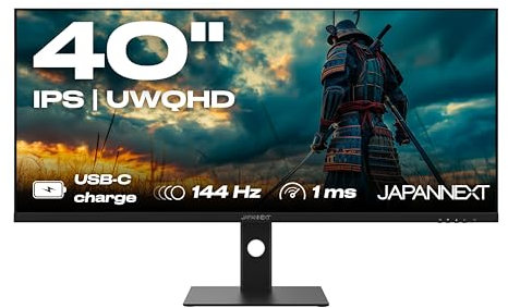 JapanNext Monitor Gaming 40” 144hz 1ms IPS UWQHD (3440x1440) | Ricarica tramite USB-C (90W) Inclinazione regolabile Altoparlanti integrati | G-Sync/FreeSync | Garanzia 2 anni | JN-IPS401UWQHD144-C90W