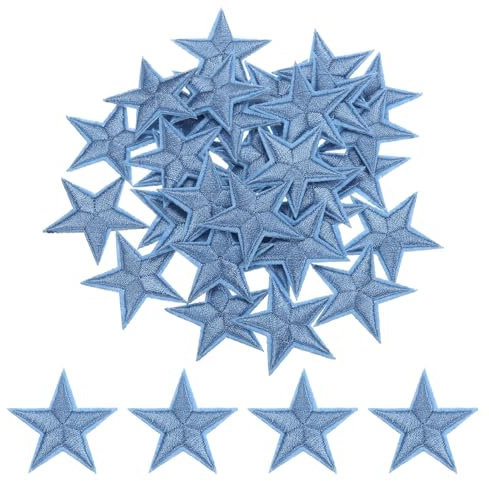 sourcing map 33Pcs Star Iron on Patches Small Star Embroidered Patches Applique Sew on Patches for DIY Crafts Clothing Repairing Bag Hat Decoration,Blue