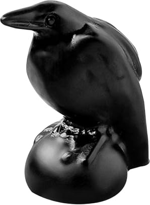 Gcerfby Kristall-Raben-Figur, Naturstein, Vogelskulptur, Obsidian-Krähe Ornamente, Glückssymbolik, detaillierte Handwerkskunst, 3 x 2 cm, für Bücherregale, Tischplatte, Heimdekorationen