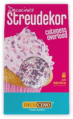 DECOCINO Cuteness Overload 40g - Perfekte Farbkombi aus lila, rosa und weiß, nicht nur für Mädchen, auch für Partys, Mottopartys, Geburtstage oder Feiern, Ideal als deko für Torten und Kuchen
