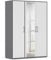 Rauch Möbel Hamilton, Kleiderschrank, Schrank, Garderobe, Organizer, 3-türig, mit Spiegel, Farbe Weiß/Grau metallic, Schwarz, Stangengriff Grau metallic, 140x194x54cm
