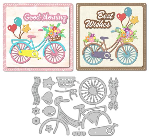 DELORIGIN Stanzformen Für Ballon Fahrrad Zur Kartengestaltung Stanzschablonen Aus Karbonstahl Scrapbooking Prägevorlage Für Heimwerker Fotoalbum Grußkarten Dekor