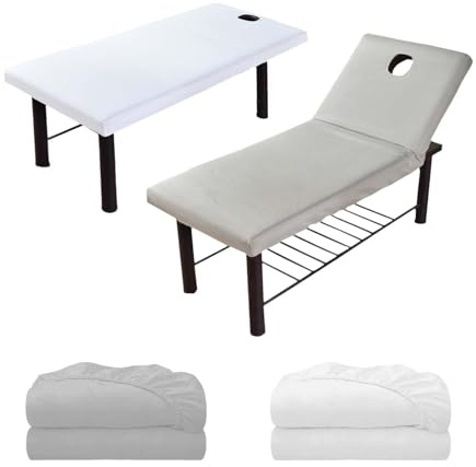 2 Stück Waschbar Massageliege Bezug,Mikrofaser Gesichtsauflage für Massageliege,Massageliege Laken mit Gesichtsloch,Elastisches Massagetische,für Schönheitssalons, Massagen, Physiotherapieliegen usw.