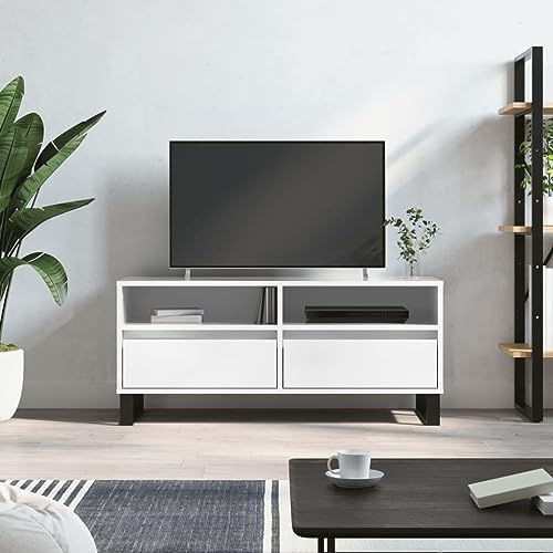 KTHLBRH TV-Schrank Hochglanz-Weiß HiFi Rack lowboard Sideboard hängend Fernseher Tisch 100x34,5x44,5 cm Holzwerkstoff