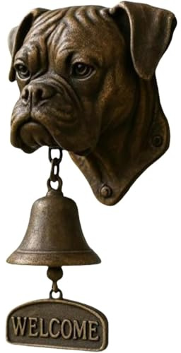 DEJIN Dog Welcome Doorbell, Vintage Resin Wall Mounted Entry Bell for Porch, Front Door & Garden - Must-Have Dog Lover Giftg Bell(Boxer)