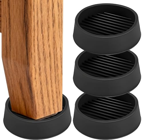 4 Pcs Furniture Rubber Castor Cups, 2 Inch Non Slip Chair Leg Non Slip Furniture Coasters, Furniture Pads Round for Bed Cabinet Sofa Chair Table Piano（Black）