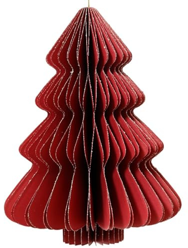 Kaemingk Weihnachtsanhänger Tannenbaum Rot Glitter & Aufhänger 20 cm - Papier