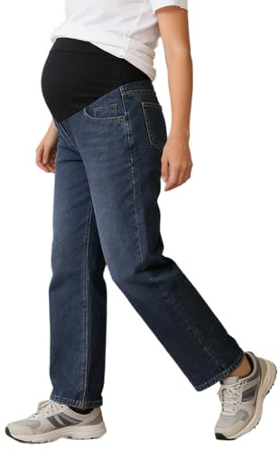 Fldy Jean de maternité - Coupe droite - Coupe droite - Taille haute - Réglable - Pour femme enceinte