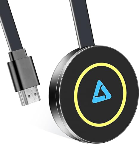 4K Wireless HDMI Adapter, Plug & Play, 2.4/5 GHz Miracast Wireless HDMI Dongle, Screen Casting Device for iOS/Android/Windows/MacOS/Phone/Laptop to TV/Monitor/Projector, Support Miracast/DLNA/AirPlay