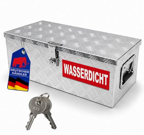 PROREGAL Deichselbox TITAN Anhängerbox für PKW Anhänger Alubox abschließbar mit Deckel & 2 Schlüsseln, HxBxT 30x60x25cm, Aluminium, Werkzeugkiste Aufbewahrungsbox