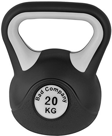 Bad Company Kettlebell I Kugelhantel aus Kunststoff I Schwunghantel Workout in verschiedenen Gewichtsstufen I 20 kg (Black & White)