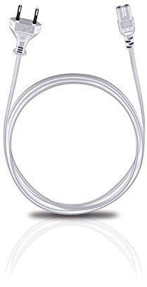 Oehlbach Powercord C7 / 300 - Netzkabel 2-polig mit Euro-Stecker (CEE7/16) - VDE geprüft - hochflexibel, hervorragende Kontaktsicherheit - 3m weiß