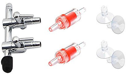 Bornfeel - Valvola di controllo del flusso dell’aria per acquario, kit 7 in 1, pompa pneumatica con separatore a 2 vie, 2 valvole di non ritorno e 4 ventose per la vasca dei pesci