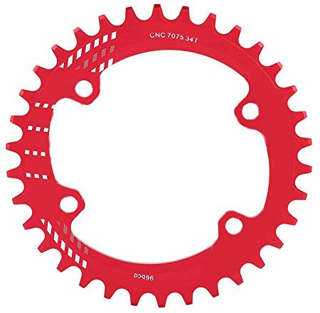 Tbest 32T 34T 36T 38T Schmales breites Kettenblatt 96mm BCD Fahrrad Einzelkettenblatt Schutz Aluminiumlegierung für M6000 M7000 M8000 Mountainbike (Rot/Schwarz,)(34T-rot)