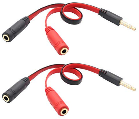 zdyCGTime Cable Divisor de Audio y vídeo de 3,5 mm,4 Polos de 3,5 mm AUX Macho a 2 Auriculares Hembra de 3,5 mm micrófono y Divisor de Auriculares,Aplicar para Smartphone, tabletas, MP3.