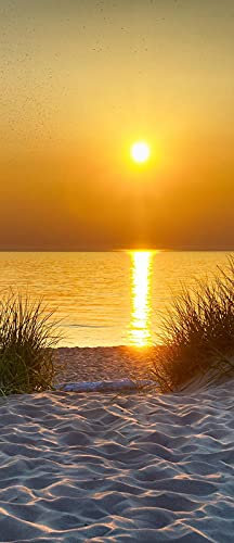 Türtapete Strand Meer Natur 91x211 cm - inkl. Kleister - einteilig Vlies Fototapete für Tür Türposter Wohnzimmer Schlafzimmer UV-Beständig Geruchsfrei Montagefertig