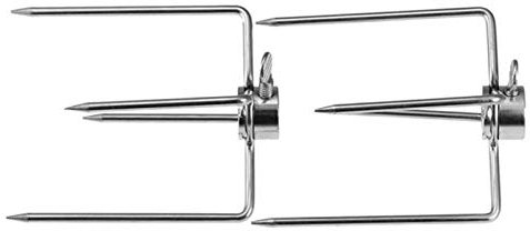 2 Stücke BBQ Fleischklammer Fleischnadel Für Durchmesser Von Drehspieß Grillspieß 11 Mm Und Kleiner Edelstahl BBQ Fleischklammer Fleischnadel Mit Feststellschraube Für Grillgut Grill Fleisch Gabeln