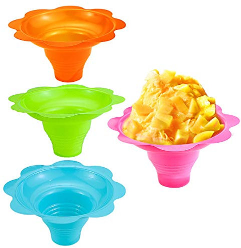 Newbested 50-Pack of 4 OZ Colorful Flower-Shaped Plastic Cups - Ideal for Shaved Ice, Snacks & Ice Cream at Kids' Parties, Summer Cookouts & Commercial Food Service