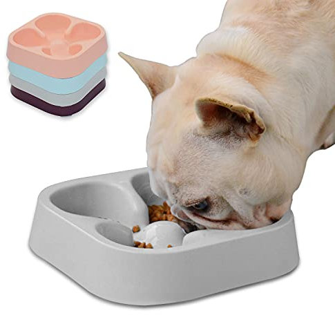 Hifrenchies Gamelle Saine à Alimentation Lente pour Chien Bouledogue français Mangeoire Lente, Gamelle Amusante pour Chien et Chat,Style trèfle à Quatre Feuilles