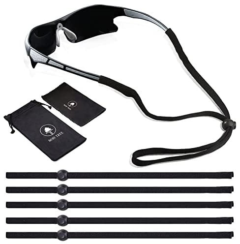 Mini Tree Brillenband Sport Brillenkordel Herren Brillenkette Damen Anti-Rutsch Brillenschnur Eyewear Cords Strap für Sportbrillen, Sonnenbrillen, Lesebrillen, Schutzbrille- Set aus 5 Stück (Schwarz)
