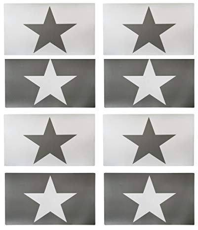 8 er Tischset: Design Vintage Stern - Tisch Matten/Platzdeckchen/Tischunterlage/Essunterlage/Platzset aus Kunststoff abwaschbar 43 x 29 cm - Star (hellgrau)