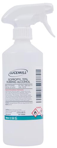 Lucemill 70% Rubbing alcohol | 500ml | Super Strength IPA Surface Sanitiser | 70% Isopropyl Alcohol | Clear Liquid | Comes with Trigger Spray