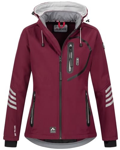 Arctic Seven Damen Softshell Funktions Outdoor Regen Jacke Sport Kapuze AS186 [AS-186-Bordeaux-Grau-Gr.XL]
