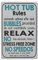 Hioni Hot Tub Rules, Metal Tin Sign, Vintage Plaque Wall Decor