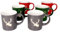 MamboCat 6-er Kaffee-Becher-Set Hirsch zylindrisch Weihnachten I Keramik-Tasse groß mit Hirschkopf - 2X Rot Grün Grau I große Jumbo-Tee-Tasse - Tea; Coffee Mug I 250 ml Weihnachts-Tassen-Set 6 St
