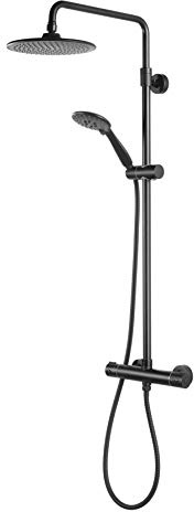 Aqualisa Deco Mixer Shower Round Bar Valve with Fixing Kit- Matt Black