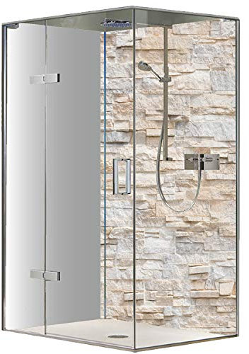 Original FLYERANDPRINT - SHOWER-PLATE, Alu-Dipond, OHNE FUGEN, Fliesenersatz, Duschrückwand, Wunschmaß, Dusche, Bad, Wandverkleidung, Wandverkleidung, DH-17-37 (Einzelplatte, 100 x 200 cm)