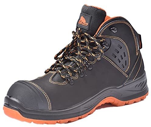 Scarpe Antinfortunistica Uomo Alte con Leggero Punta in Materiale Composito S3 Scarpe Antinfortunistiche Uomo Resistenti all'olio Impermeabili Stivali da Lavoro per Industria e Cantieri