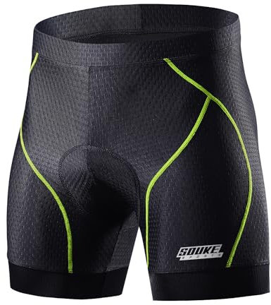 Souke Sports Herren Radunterhose Herren Radfahren Unterwäsche 4D Gepolstert Atmungsaktiv Fahrrad Unterwäsche Short mit Rutschhemmendem Beingreifer