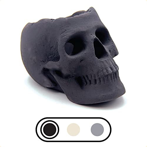 OSKER Feuerstelle, Totenkopf mit Farbwechsel-Paketen, Keramik, feuerfest, für Lagerfeuer, Kamin, Feuerstelle, Halloween-Dekoration, Gas-, Propan- oder Holzfeuer, 22,9 cm, Schwarz
