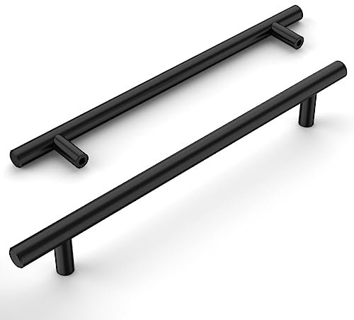 Amerdeco 20 Piezas Tiradores de Cocina 192mm Tiradores de Acero Inoxidable Negro para Armarios, Cajones y Puertas Correderas UK0009