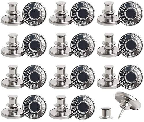 XINCHENG 12 Stück Jeansknöpfe Ersatzknöpfe, Nähfrei, abnehmbare Metalljeans, Sofortknöpfe für Denim-Kleidung, Jeans, Hosen, Taschen (Silber/17 mm)