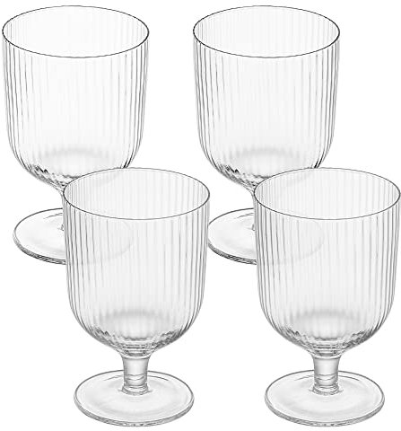 Navaris Verre à Cognac - Lot 4 Verres à Pied 300 ML 8 x 8 x 12,5 cm - Brandy Whisky vin Blanc vin Rouge Boisson Froide Cocktail jus Dessert verrine