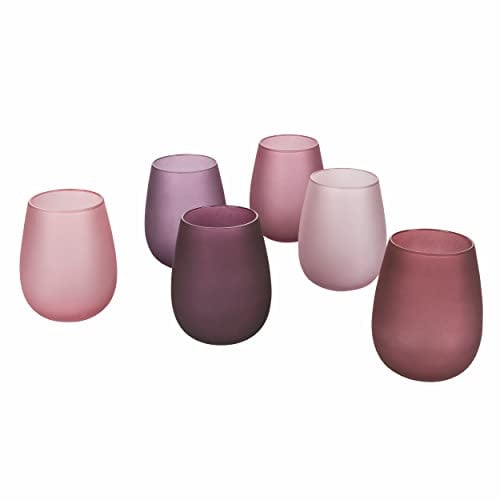 Villa d'Este Home Tivoli Happy Hour Provence Frosted Wassergläser aus Glas, 500 ml, 6 Stück