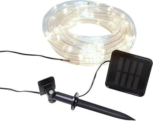 Northpoint LED Lichterschlauch Solar LED-Kette mit Solar Panel 100 LEDs Warmweiß ca. 7,5 m lang Dämmerungssensor IP44 spritzwassergeschützt